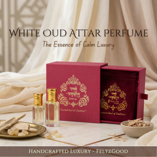White Oudh Attar Perfume Oil: Vegan Agarwood, Handmade in Kannauj, Gift Box