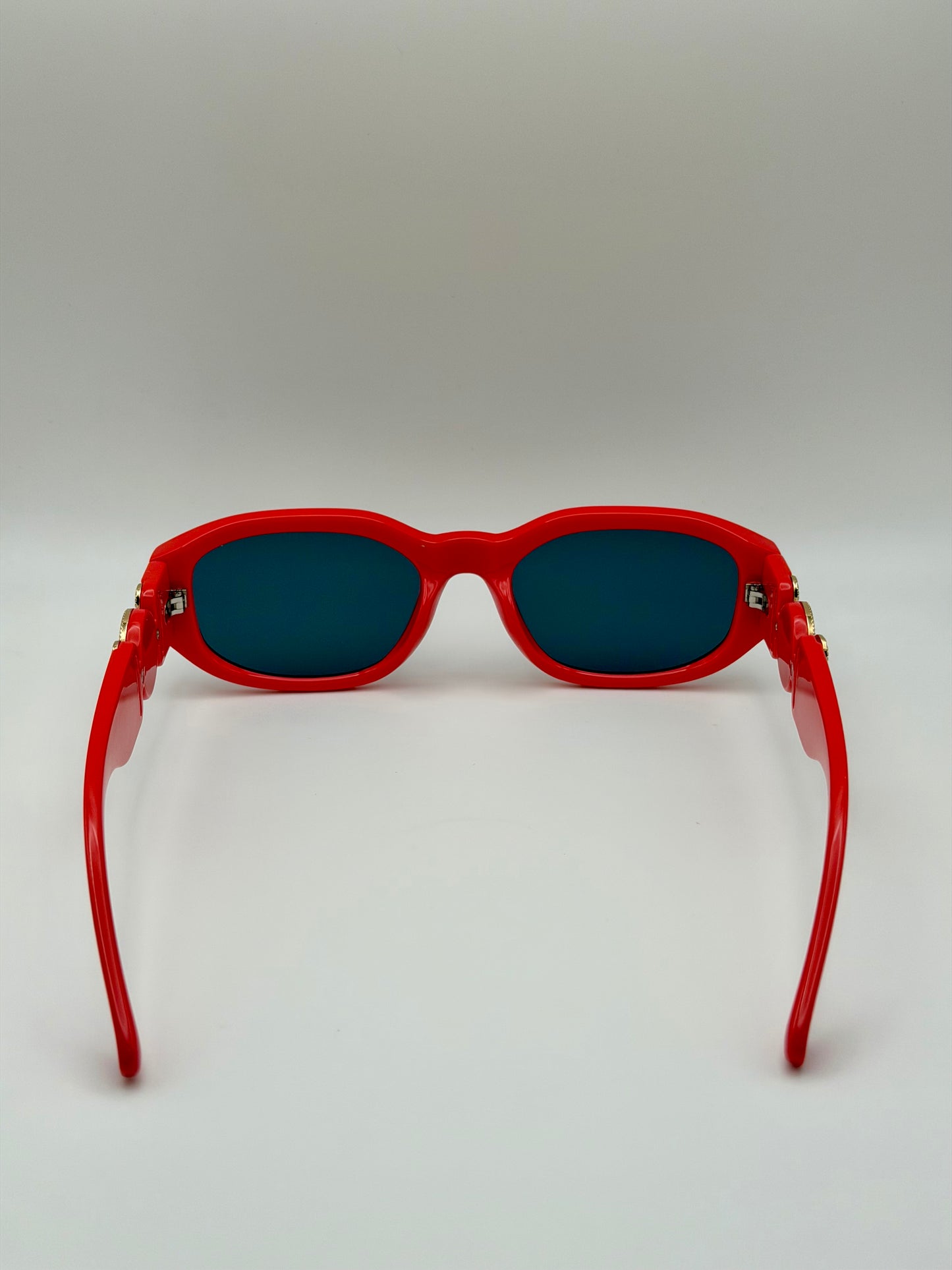 Vintage Rectangle Black Sunglasses | Retro Designer-Inspired Shades | Gold Medallion Statement Glasses | UV Protection Women Sunglasses