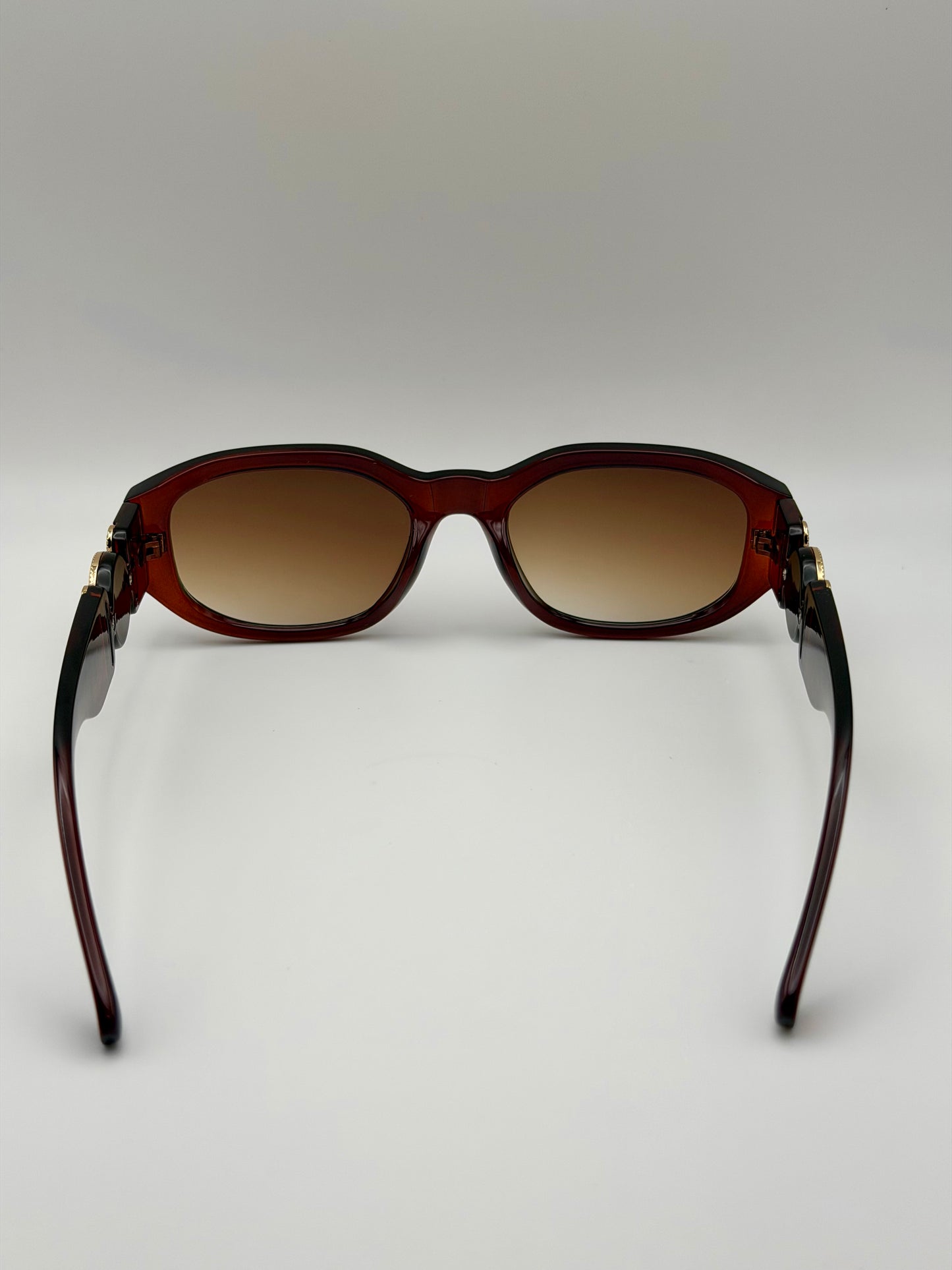 Vintage Rectangle Black Sunglasses | Retro Designer-Inspired Shades | Gold Medallion Statement Glasses | UV Protection Women Sunglasses