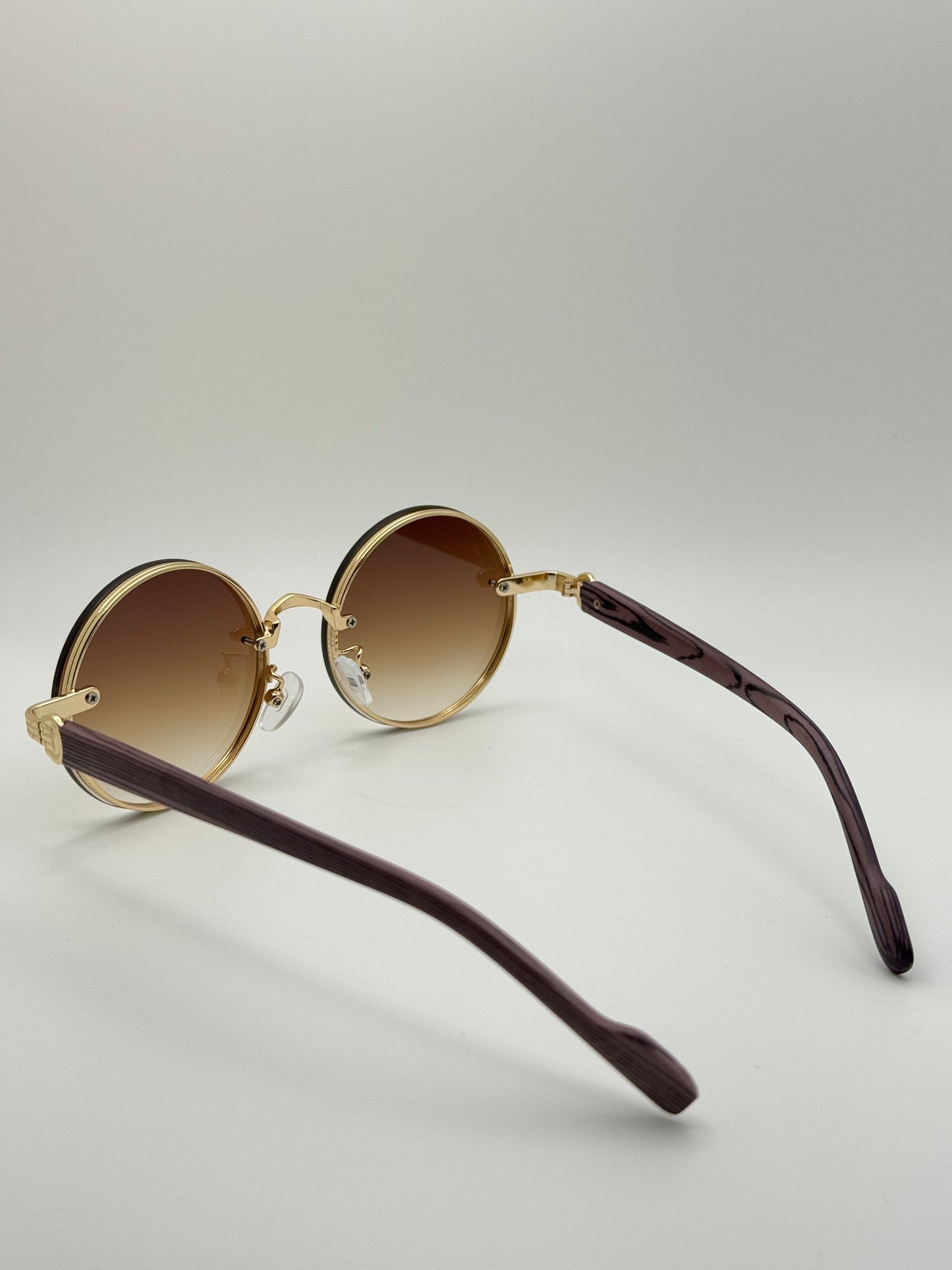 Round Vintage Sunglasses for Women & Men - Gradient Tinted Retro Circle Shades - Gold Frame Boho Festival Eyewear UV400