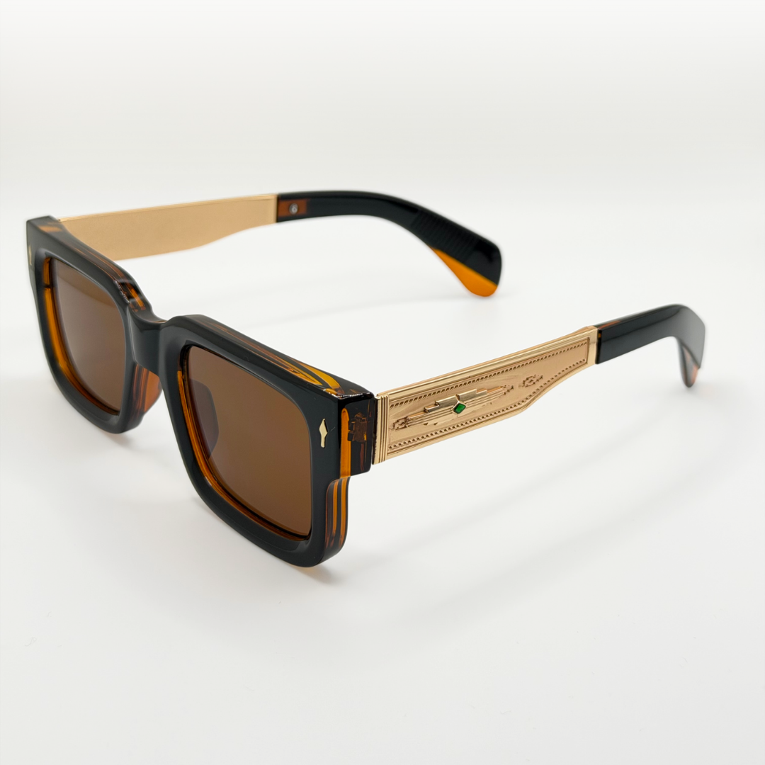 Vintage Polarized Square Sunglasses Amber Gold Frame adjustable tint sunglasses - View 3