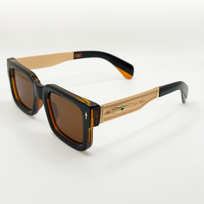Vintage Polarized Square Sunglasses Amber Gold Frame adjustable tint sunglasses - View 3