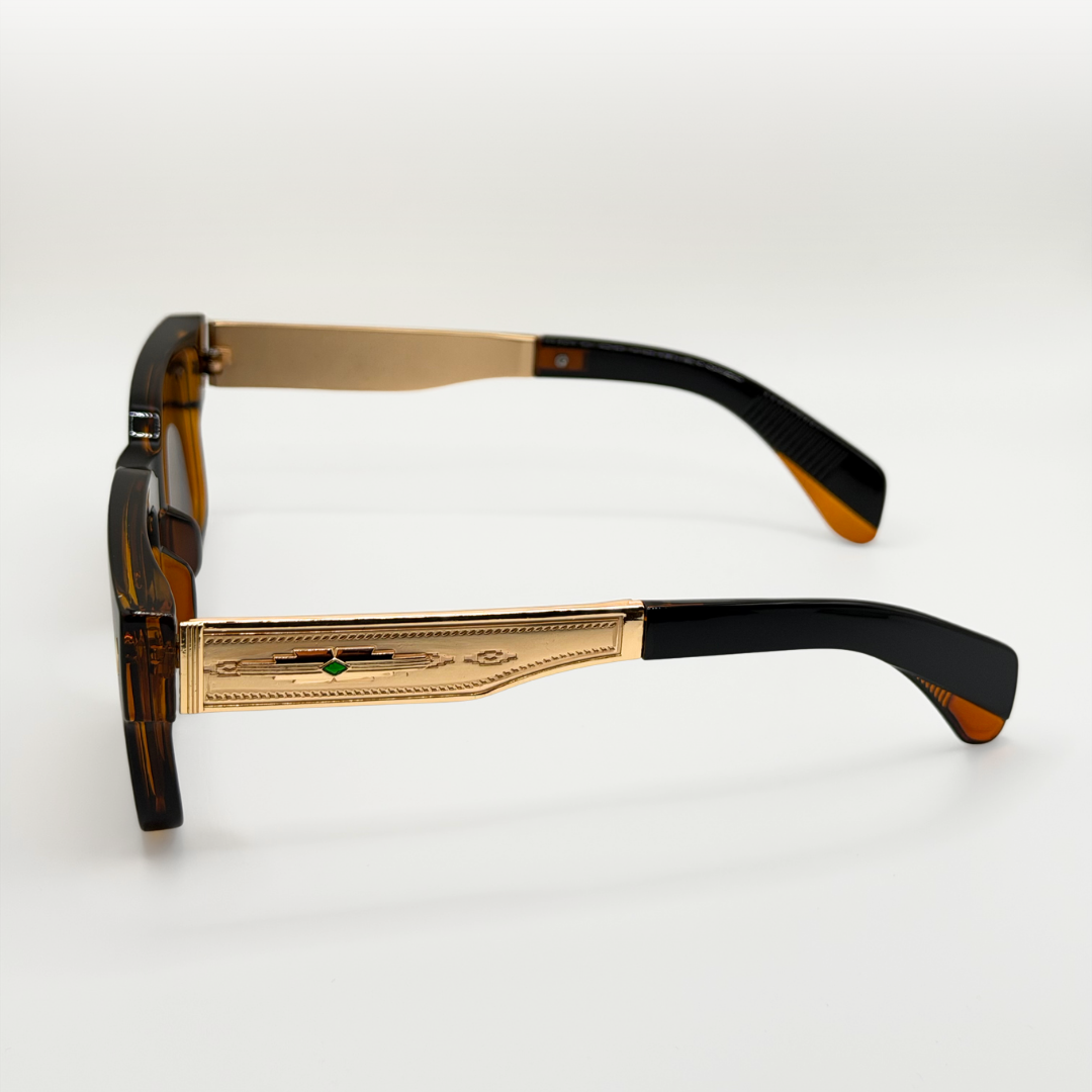Vintage Polarized Square Sunglasses Amber Gold Frame adjustable tint sunglasses - View 20