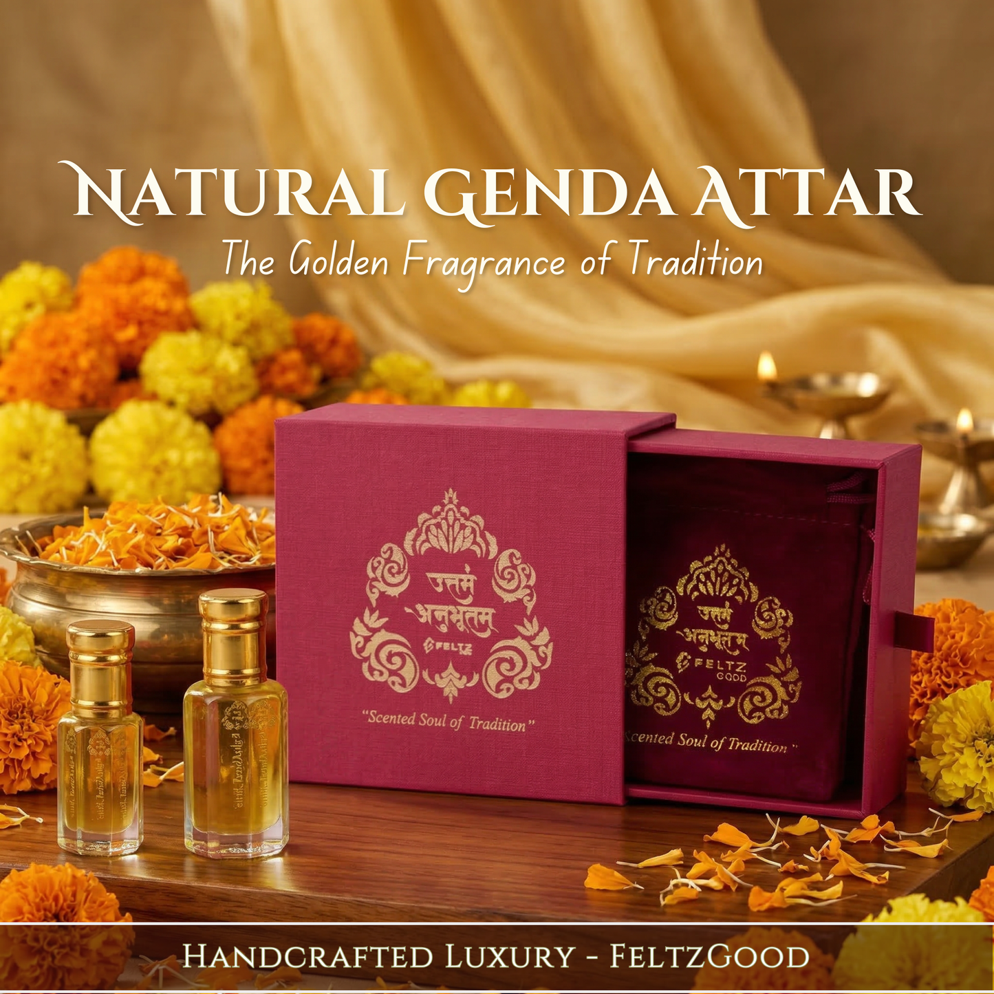 Natural Genda Attar Perfume Oil Traditional Indian Marigold Fragrance - Alcohol-Free Traditional Indian Attar Perfume Oil - View 1