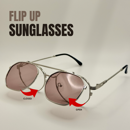 Flip Up Sunglasses For Men Women Vintage Metal Frame Adjustable Lift Up Lens Retro Steampunk Style Shades Fashion And Festival Eyewear adjustable tint sunglasses - View 3