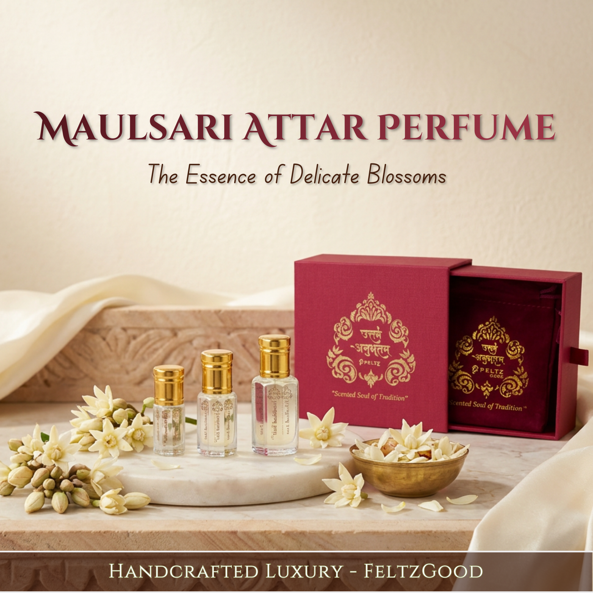 Maulsari Attar Perfume Oil Natural Floral Hydrodistilled Vegan Gift Box - Alcohol-Free Traditional Indian Attar Perfume Oil - View 1