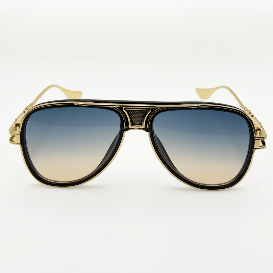 Retro Aviator Sunglasses Gold Black Frame Gradient Lens Uv400 Men Women adjustable tint sunglasses - View 5