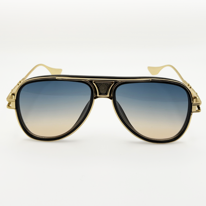 Retro Aviator Sunglasses Gold Black Frame Gradient Lens Uv400 Men Women adjustable tint sunglasses - View 5