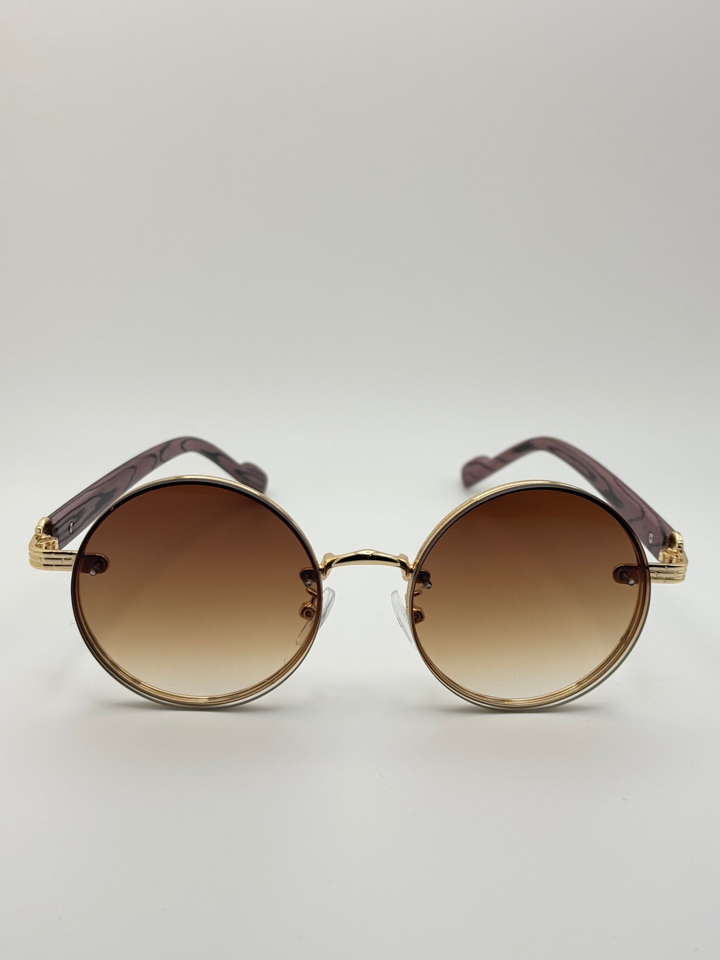 Round Vintage Sunglasses for Women & Men - Gradient Tinted Retro Circle Shades - Gold Frame Boho Festival Eyewear UV400