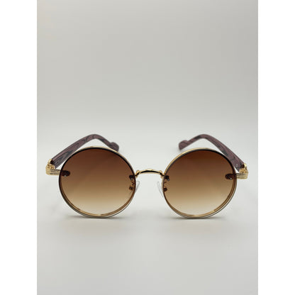 Round Vintage Sunglasses For Women Men Gradient Tinted Retro Circle Shades Gold Frame Boho Festival Eyewear Uv400 adjustable tint sunglasses - View 8