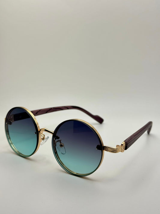 Round Vintage Sunglasses for Women & Men - Gradient Tinted Retro Circle Shades - Gold Frame Boho Festival Eyewear UV400