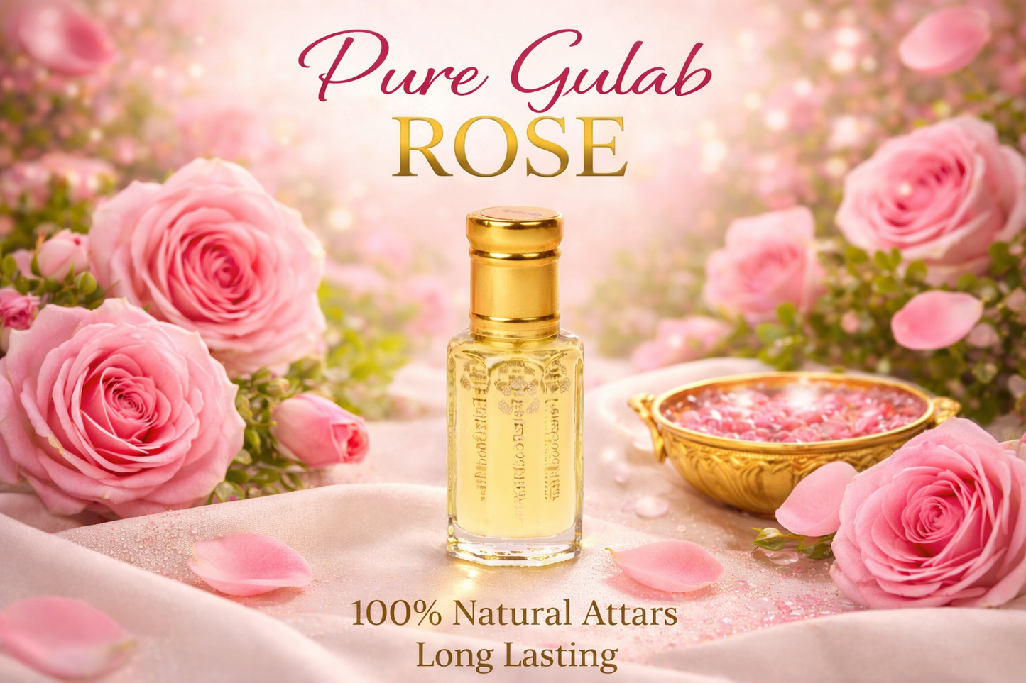 Pure Rose Attar Perfume Oil: Natural, Vegan, Alcohol-Free