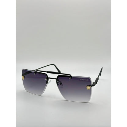 Luxury Rimless Square Sunglasses Gradient Lens With Gold Medusa Accent Unisex Vintage Style Shades Black Metal Frame adjustable tint sunglasses - View 1
