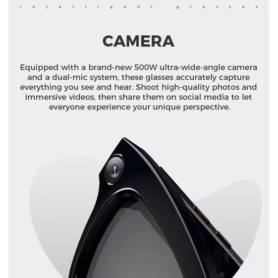 AI Smart Camera Glasses with HD 1080P Video, Photo, Voice Assistant, Translation & Music | Smart Sunglasses for Travel, Cycling & Outdoor