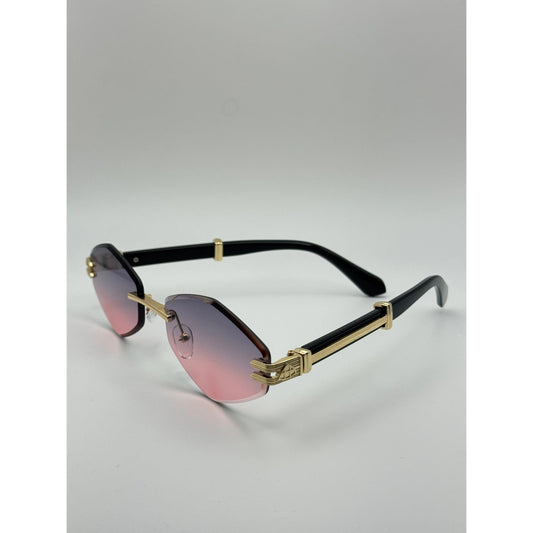 Rimless Geometric Sunglasses – Unisex Y2K Retro Luxury Shades with Gold Frame & UV400 Protection | Trendy Fashion Eyewear for Women & Men