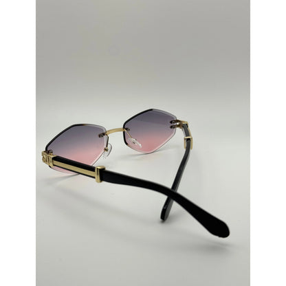 Rimless Geometric Sunglasses Unisex Y2K Retro Luxury Shades With Gold Frame Uv400 Protection Trendy Fashion Eyewear For Women Men adjustable tint sunglasses - View 2