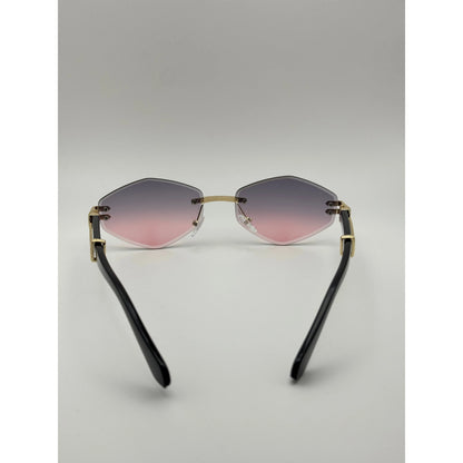 Rimless Geometric Sunglasses Unisex Y2K Retro Luxury Shades With Gold Frame Uv400 Protection Trendy Fashion Eyewear For Women Men adjustable tint sunglasses - View 3