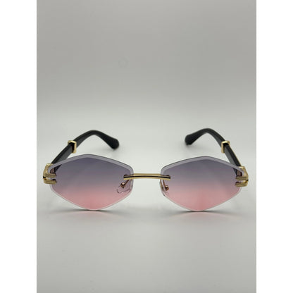 Rimless Geometric Sunglasses Unisex Y2K Retro Luxury Shades With Gold Frame Uv400 Protection Trendy Fashion Eyewear For Women Men adjustable tint sunglasses - View 4