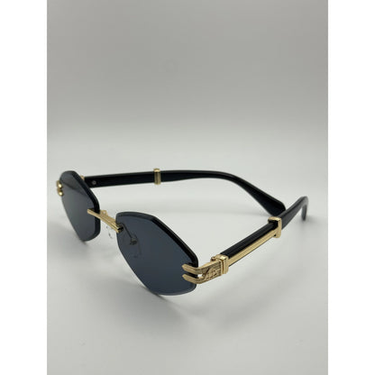 Rimless Geometric Sunglasses Unisex Y2K Retro Luxury Shades With Gold Frame Uv400 Protection Trendy Fashion Eyewear For Women Men adjustable tint sunglasses - View 5