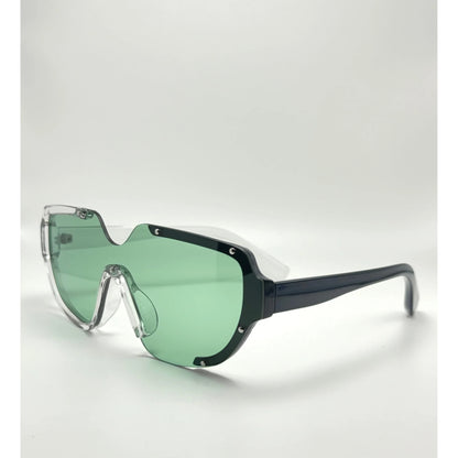Uv400 Protection Acetate Frame Semi Rimless Oval Designer Sunglasses For Men And Women Black Gold adjustable tint sunglasses - View 1