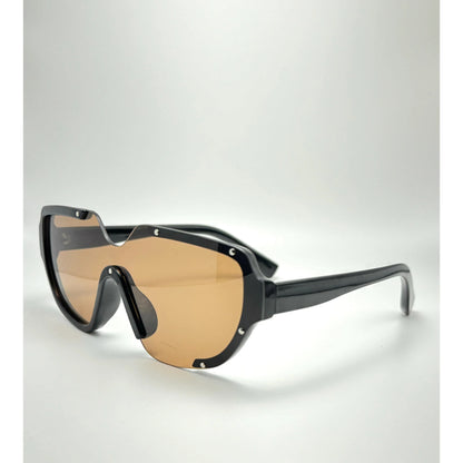 Uv400 Protection Acetate Frame Semi Rimless Oval Designer Sunglasses For Men And Women Black Gold adjustable tint sunglasses - View 3