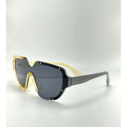 Uv400 Protection Acetate Frame Semi Rimless Oval Designer Sunglasses For Men And Women Black Gold adjustable tint sunglasses - View 5