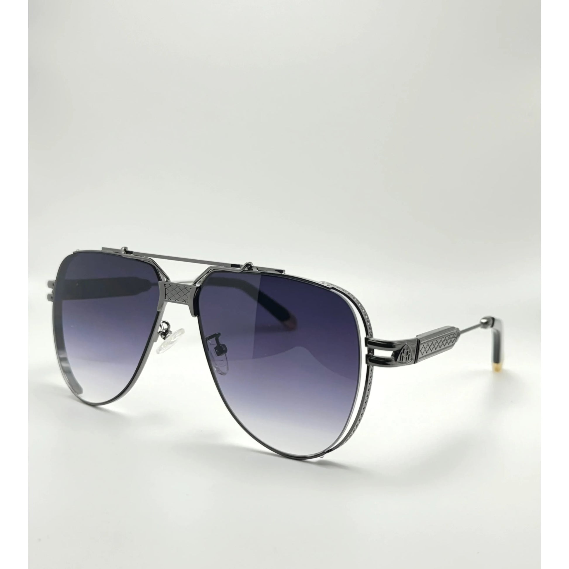 Titanium Metal Double Bridge Unisex Gradient Sunglasses adjustable tint sunglasses - View 3