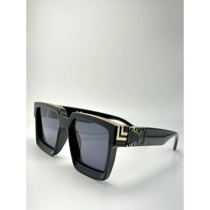 Funky Black Gold Square Uv400 Unisex Sunglasses adjustable tint sunglasses - View 1