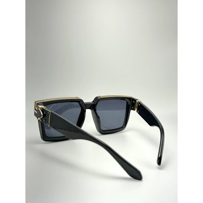 Funky Black Gold Square Uv400 Unisex Sunglasses adjustable tint sunglasses - View 2
