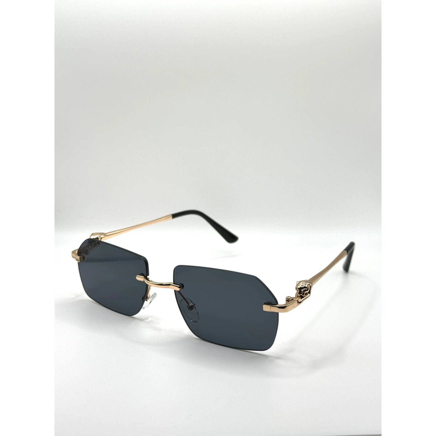 Diamond Cutted Elegant Rimless Gradient  Sunglasses with Gold Frame For Men And Women