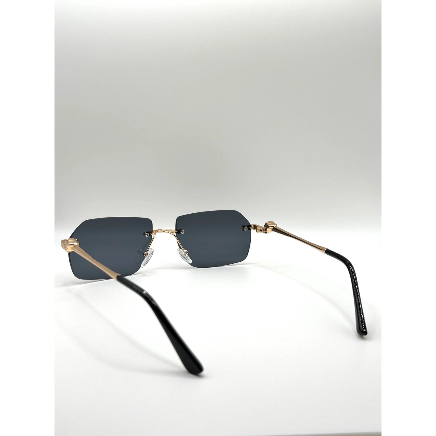 Diamond Cutted Elegant Rimless Gradient  Sunglasses with Gold Frame For Men And Women