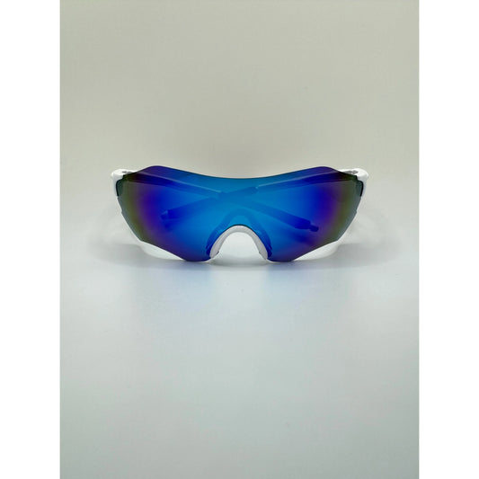 Blue Mirrored Polarized Sports Sunglasses with UV Protection for Cycling and Outdoor Activities