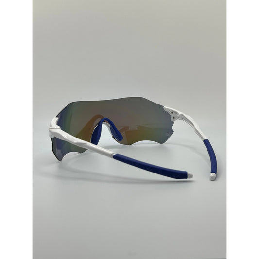 Blue Mirrored Polarized Sports Sunglasses with UV Protection for Cycling and Outdoor Activities