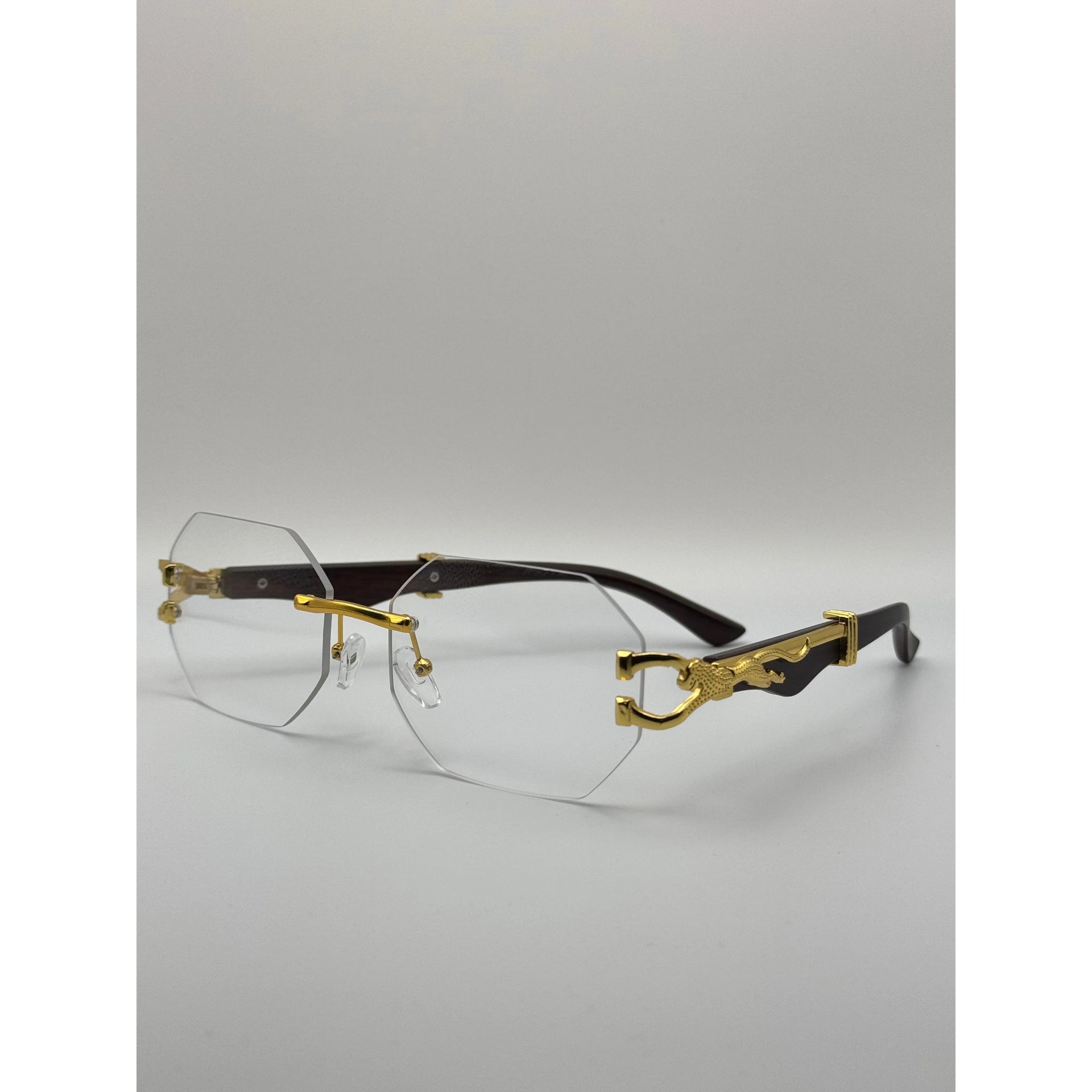 Hexagonal rimless glasses online