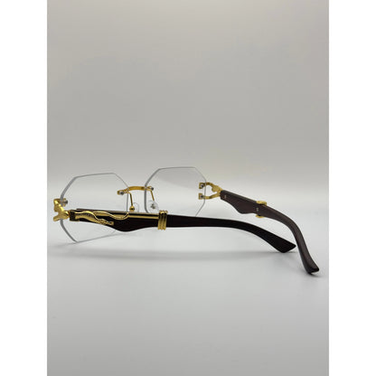Luxury Rimless Clear Lens Hexagonal Eyeglasses With Gold Panther Detail Stylish Uv400 Unisex Designer Glasses - Alcohol-Free Traditional Indian Attar Perfume Oil - View 3