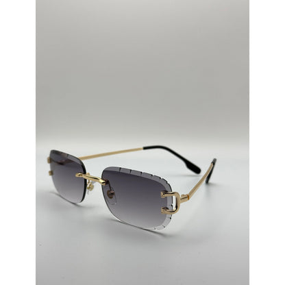 Luxury Diamond Cutted Rimless Square Gradient Sunglasses With Gold Frame And Elegant Detailing Designer Uv Protection Eyewear adjustable tint sunglasses - View 1
