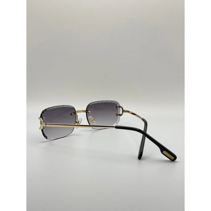 Luxury Diamond Cutted Rimless Square Gradient Sunglasses With Gold Frame And Elegant Detailing Designer Uv Protection Eyewear adjustable tint sunglasses - View 2