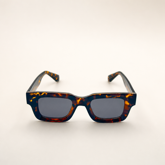 Polarized Square Sunglasses: UV400 Retro Shades for Men & Women - Tortoise/Black Frame, Gold/Silver Arms