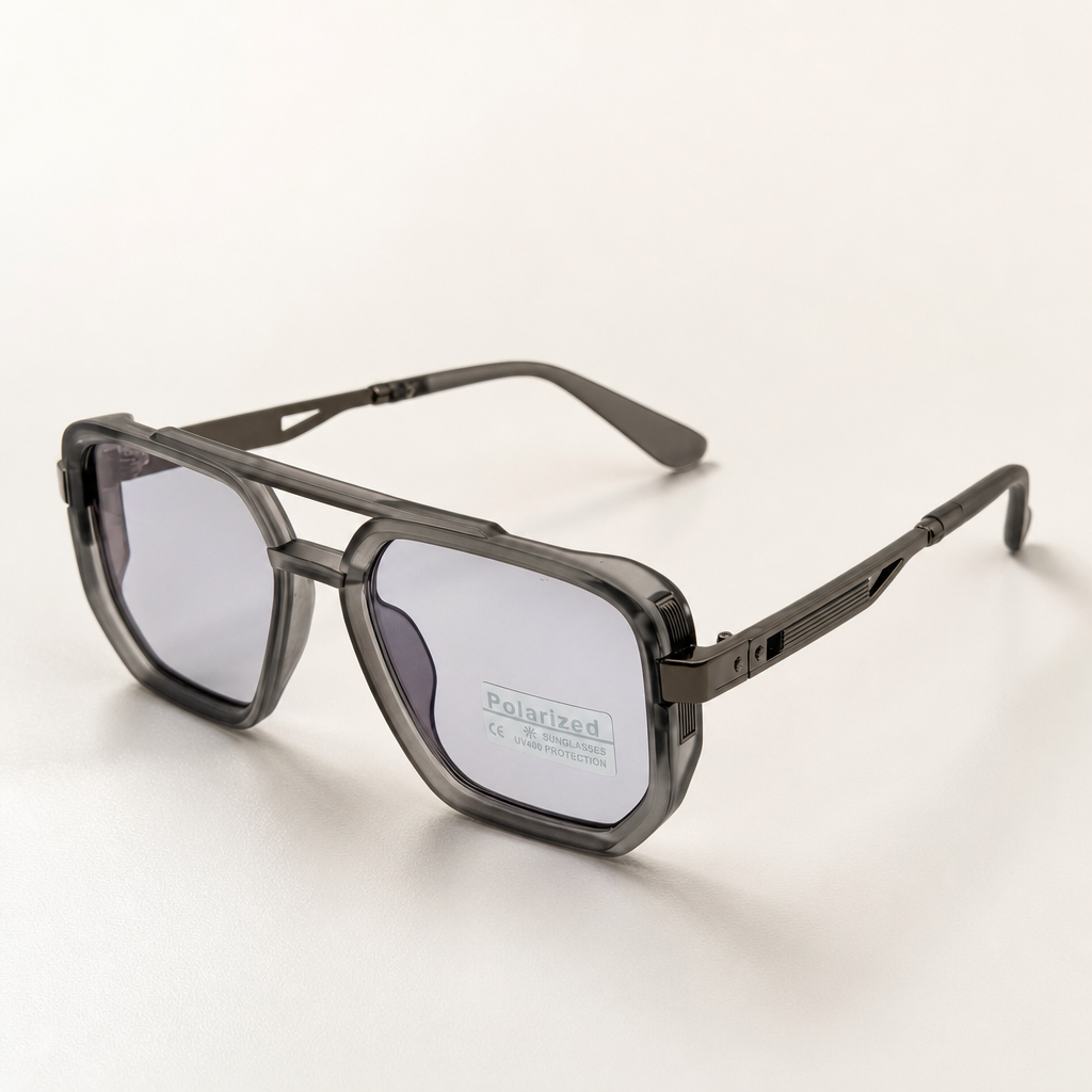 Retro Square Pilot Shades | Polarized UV400 Glasses | Unisex Eyewear