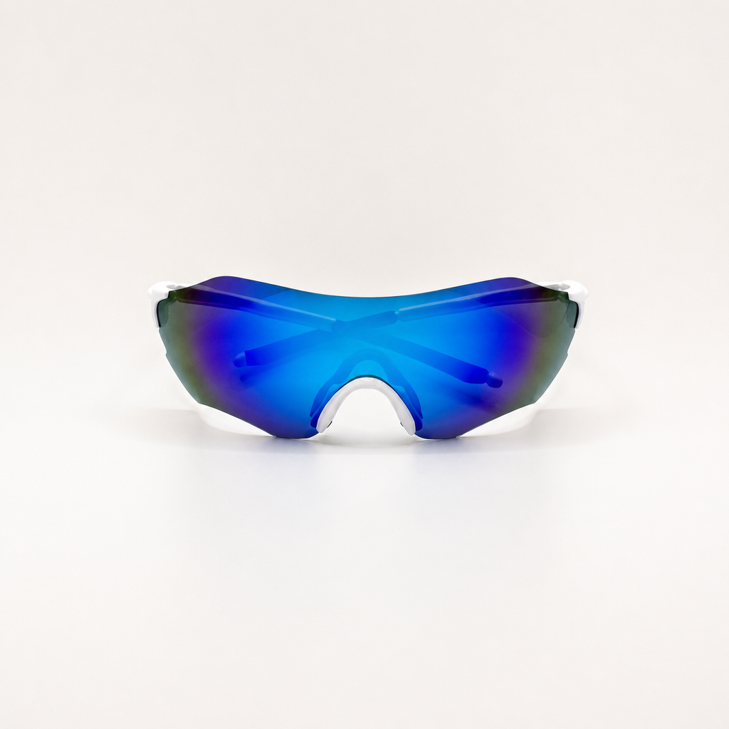 Blue Mirrored Polarized Sports Sunglasses with UV Protection for Cycling and Outdoor Activities