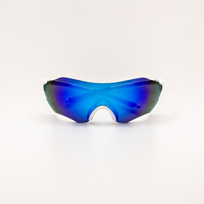 Blue Mirrored Polarized Sports Sunglasses with UV Protection for Cycling and Outdoor Activities