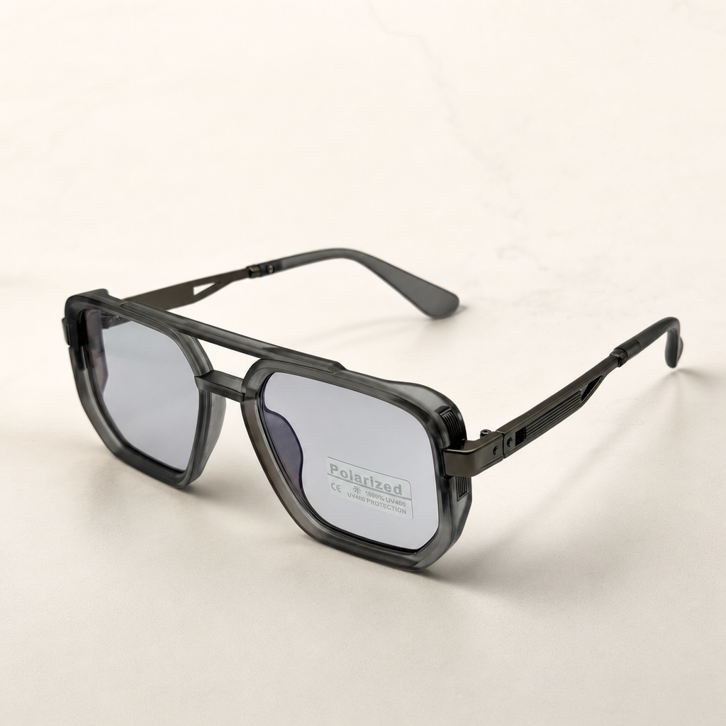 Retro Square Pilot Shades | Polarized UV400 Glasses | Unisex Eyewear