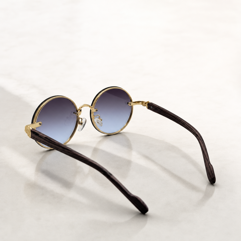 Round Vintage Sunglasses for Women & Men - Gradient Tinted Retro Circle Shades - Gold Frame Boho Festival Eyewear UV400