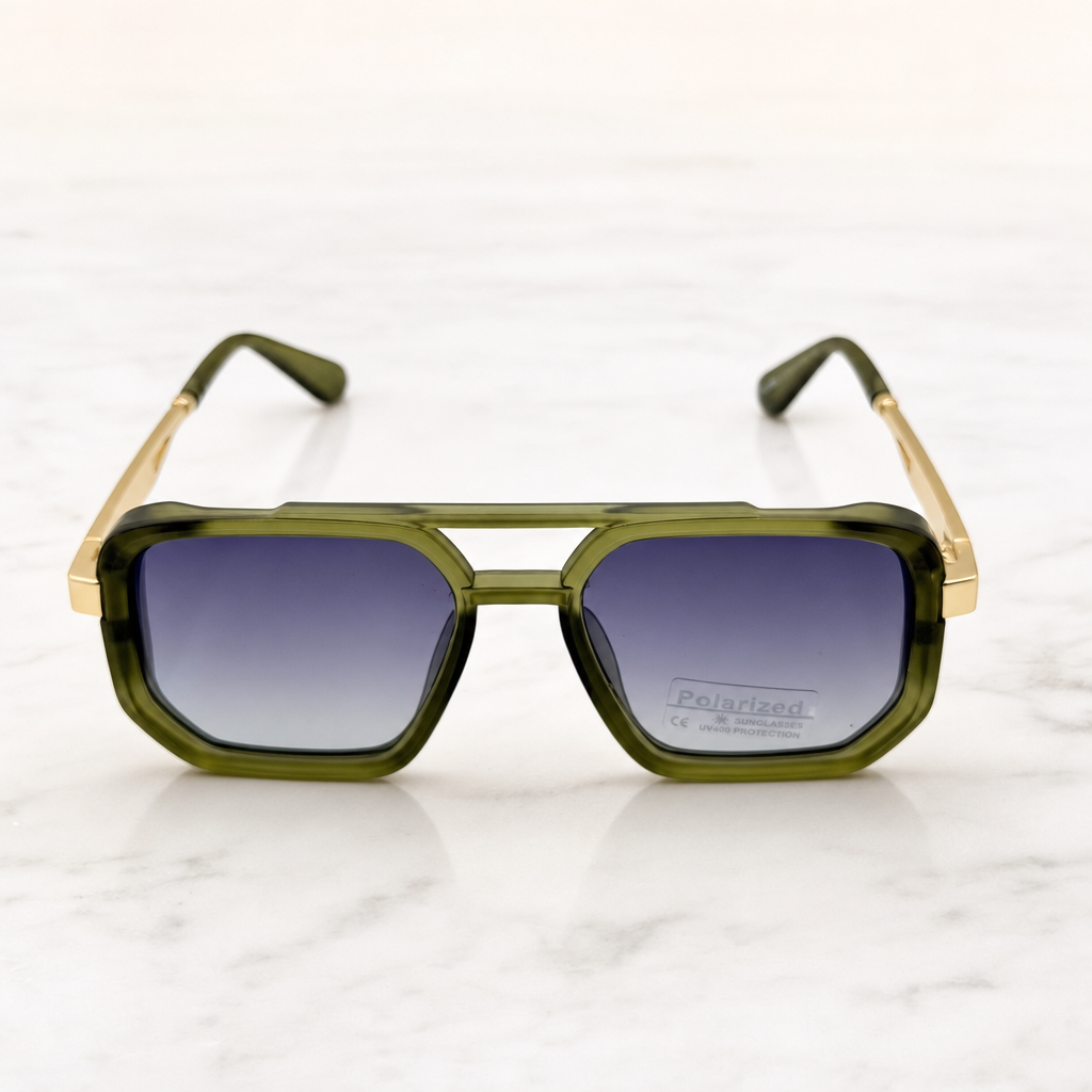 Retro Square Pilot Shades | Polarized UV400 Glasses | Unisex Eyewear
