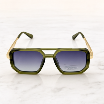 Retro Square Pilot Shades | Polarized UV400 Glasses | Unisex Eyewear