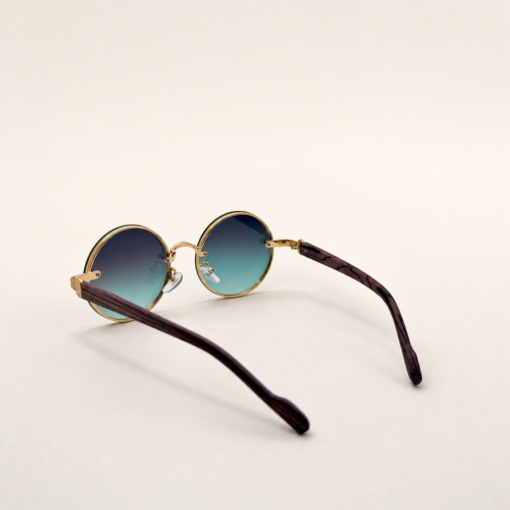 Round Vintage Sunglasses for Women & Men - Gradient Tinted Retro Circle Shades - Gold Frame Boho Festival Eyewear UV400