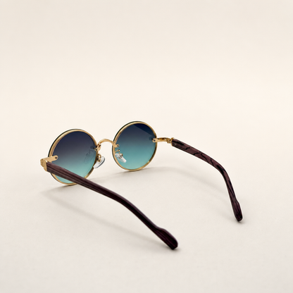 Round Vintage Sunglasses for Women & Men - Gradient Tinted Retro Circle Shades - Gold Frame Boho Festival Eyewear UV400