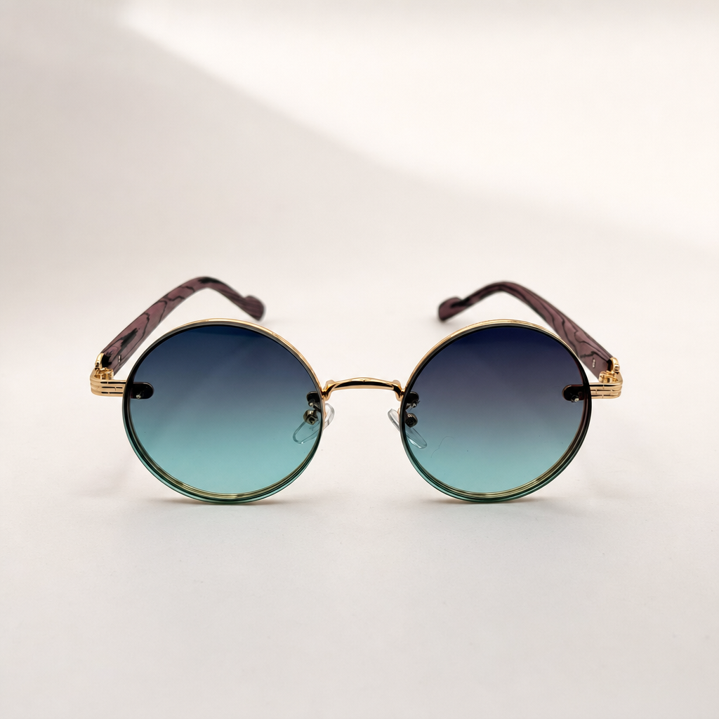 Round Vintage Sunglasses for Women & Men - Gradient Tinted Retro Circle Shades - Gold Frame Boho Festival Eyewear UV400