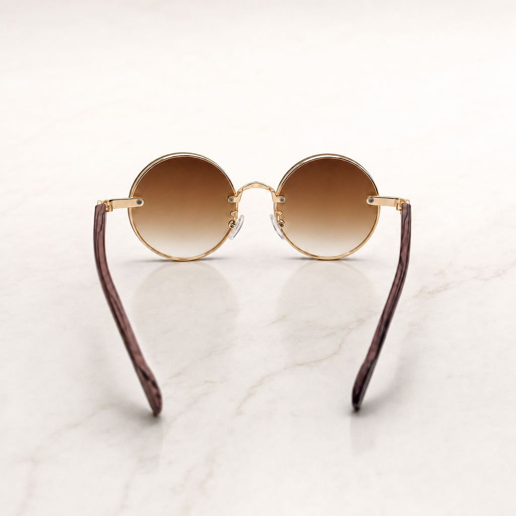 Round Vintage Sunglasses for Women & Men - Gradient Tinted Retro Circle Shades - Gold Frame Boho Festival Eyewear UV400