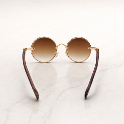 Round Vintage Sunglasses for Women & Men - Gradient Tinted Retro Circle Shades - Gold Frame Boho Festival Eyewear UV400
